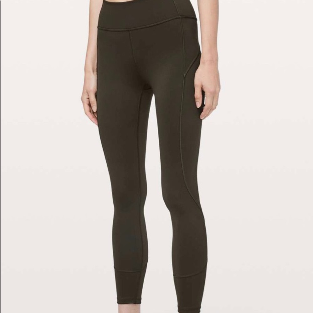 lululemon dark olive in movement tights